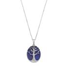Sterling Silver Lab-created Lapis Lazuli Tree Of Life Oval Pendant, Women's, Size: 18, Blue