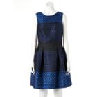 Women's Dr By Donna Ricco Colorblock Dot Fit & Flare Dress, Size: 10 Avg/reg, Grey Other