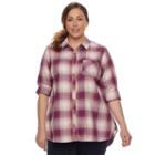 Plus Size Sonoma Goods For Life&trade; Essential Plaid Shirt, Women's, Size: 1xl, Dark Red