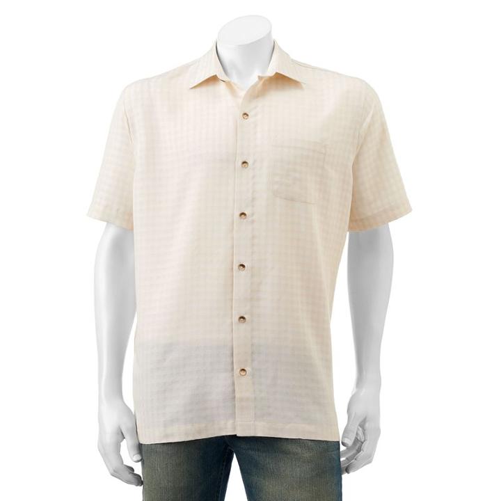 Men's Van Heusen Classic-fit Grid Button-down Shirt, Size: Xl, Natural