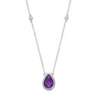 Sterling Silver Amethyst & White Topaz Teardrop Necklace, Women's, Size: 18, Purple
