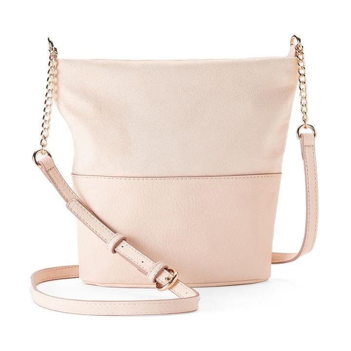 Lc Lauren Conrad Daisy Soft Bucket Crossbody Bag, Women's, Light Pink