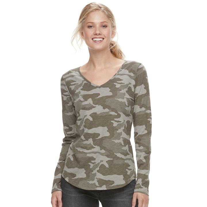 Petite Sonoma Goods For Life&trade; Essential V-neck Tee, Women's, Size: M Petite, Lt Green
