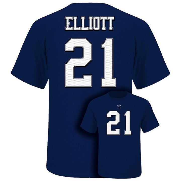 Big & Tall Dallas Cowboys Ezekiel Elliott Player Name And Number Tee, Men's, Size: 3xlt, Blue (navy)