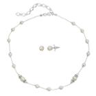 Simulated Pearl Station Necklace & Stud Earring Set, Women's, White Oth