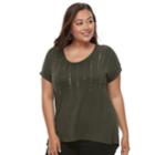 Plus Size Apt. 9&reg; Embellished Scoopneck Tee, Women's, Size: 3xl, Green