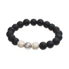 Wish Upon A Rock Men's Black Onyx Beaded Stretch Bracelet, Size: 7