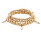 3-piece Beaded Stretch Bracelet Set, Women's, Gold