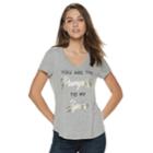Women's Apt. 9&reg; Graphic V-neck Tee, Size: Xl, Grey