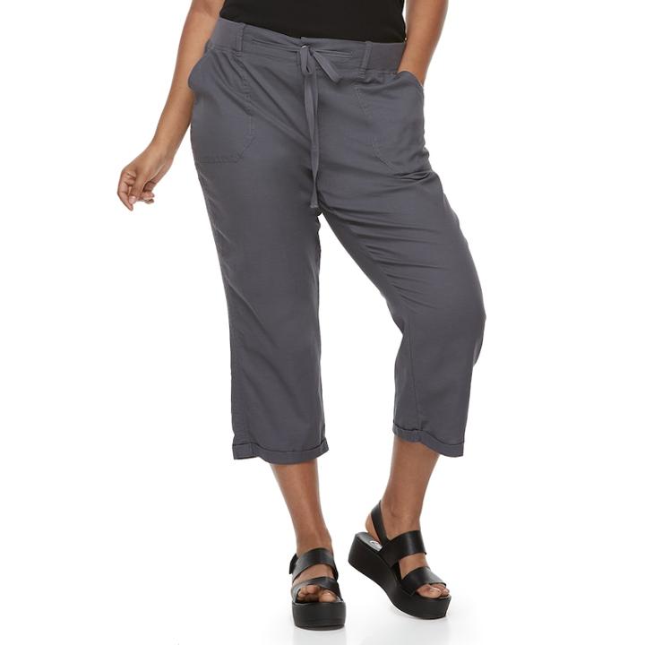 Juniors' Plus Size So&reg; Utility Cropped Pants, Teens, Size: 1xl, Dark Grey