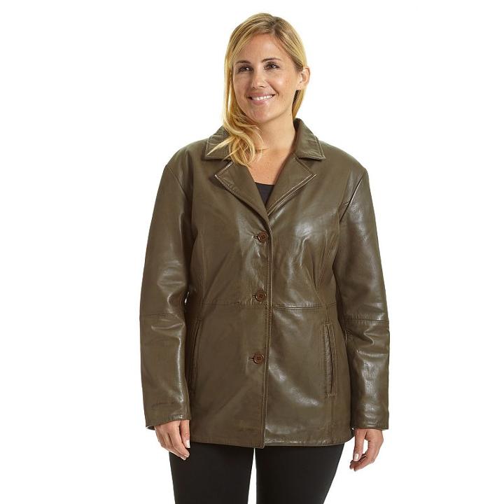 Plus Size Excelled Leather Jacket, Women's, Size: 1xl, Green