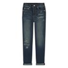 Girls 7-16 Levi's Destructed Rolled Cuff Girlfriend Jeans, Size: 10, Dark Blue