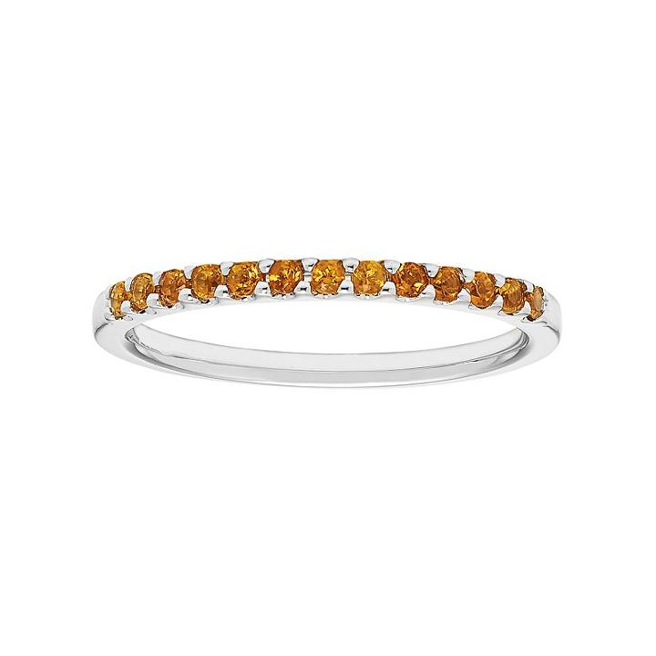 14k White Gold Citrine Stackable Ring, Women's, Size: 5, Orange