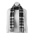 Softer Than Cashmere Plaid Fringed Oblong Scarf, Women's, Black