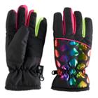 Girls 4-16 So&reg; Rainbow Foil Heart Thinsulate Ski Gloves, Size: M-l, Multicolor