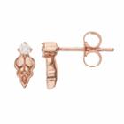 Lc Lauren Conrad 10k Rose Gold Diamond Accent Leaf Stud Earrings, Women's, White