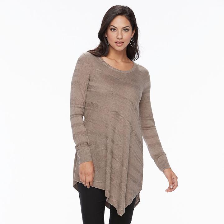 Women's Apt. 9&reg; Textured Striped Tunic, Size: Xl, Med Beige
