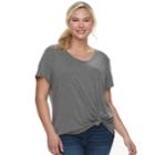 Juniors' Plus Size So&reg; Relaxed Pocket Tee, Teens, Size: 2xl, Grey (charcoal)