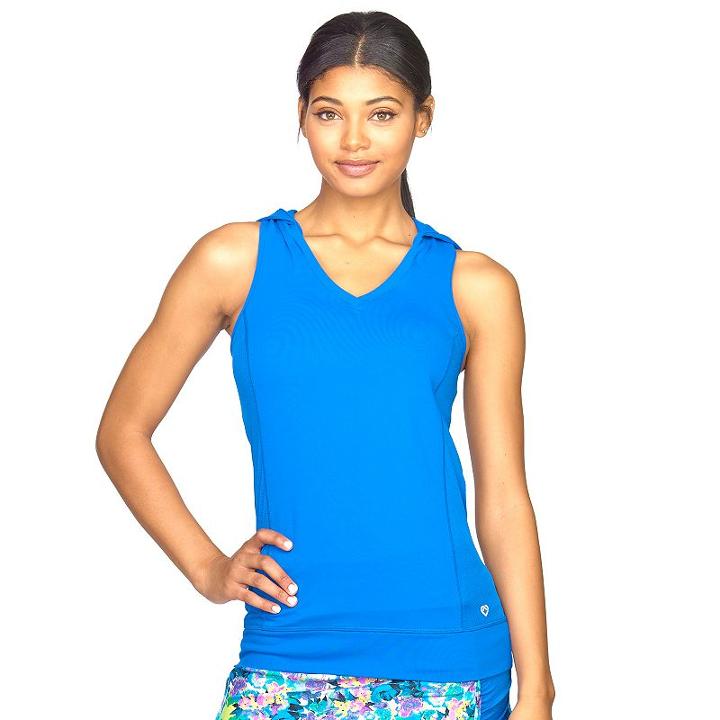 Women's Colosseum Warmup Hooded Running Tank, Size: Large, Blue (navy)