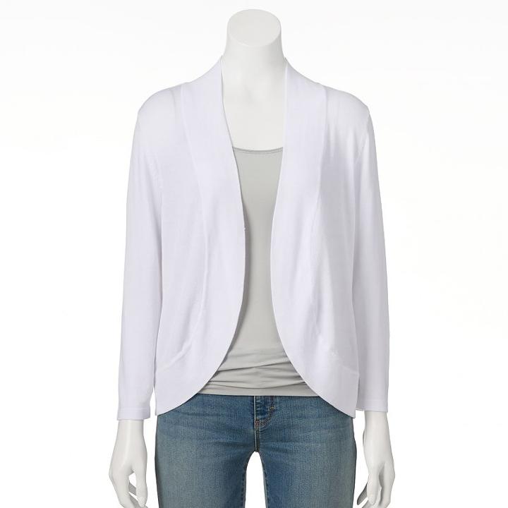 Women's Dana Buchman Open-front Shrug, Size: Xl, White