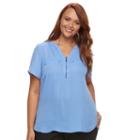Plus Size Apt. 9&reg; Half-zip Mixed-media Top, Women's, Size: 0x, Blue (navy)