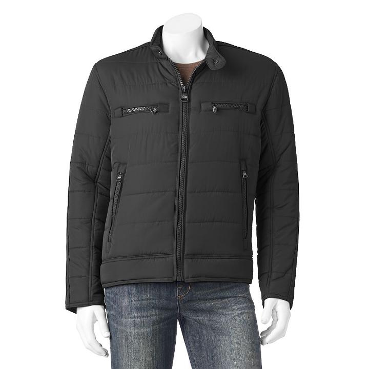 Men's Andrew Marc Matte Shell Moto Jacket, Size: Large, Black