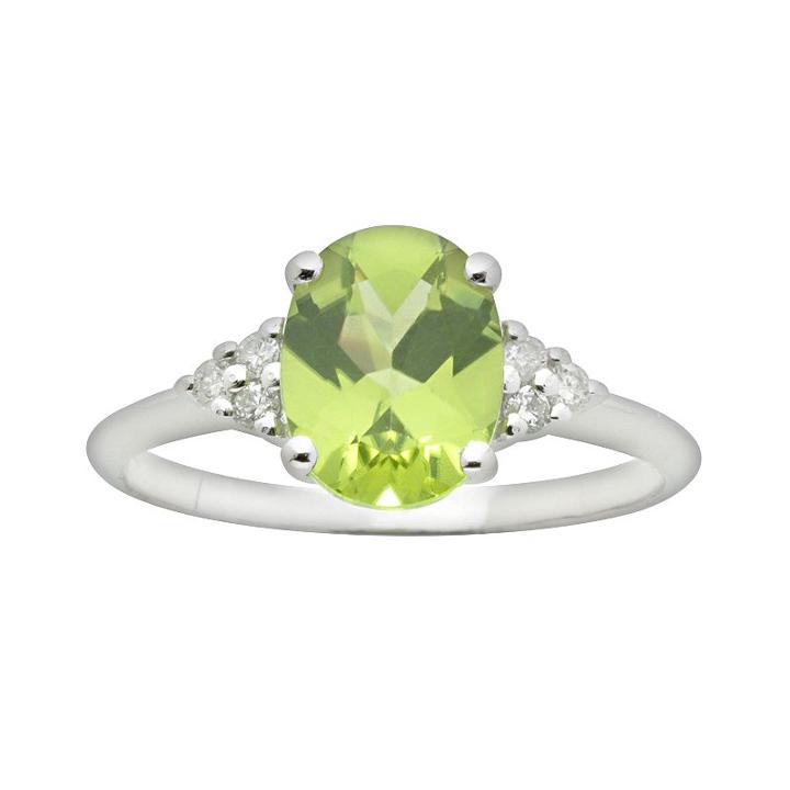 10k White Gold Peridot And Diamond Accent Ring, Women's, Size: 5, Green