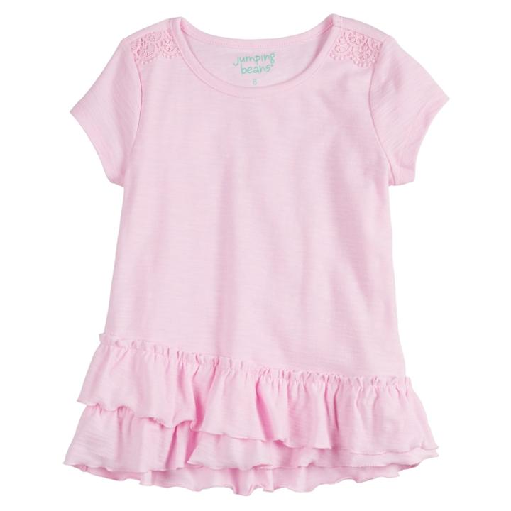 Girls 4-10 Jumping Beans&reg; Ruffled Short Sleeve Solid Tee, Size: 5, Light Pink