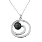 Sterling Silver Swirl Tahitian Black-colored Cultured Pearl Pendant, Adult Unisex, Size: 18, Grey