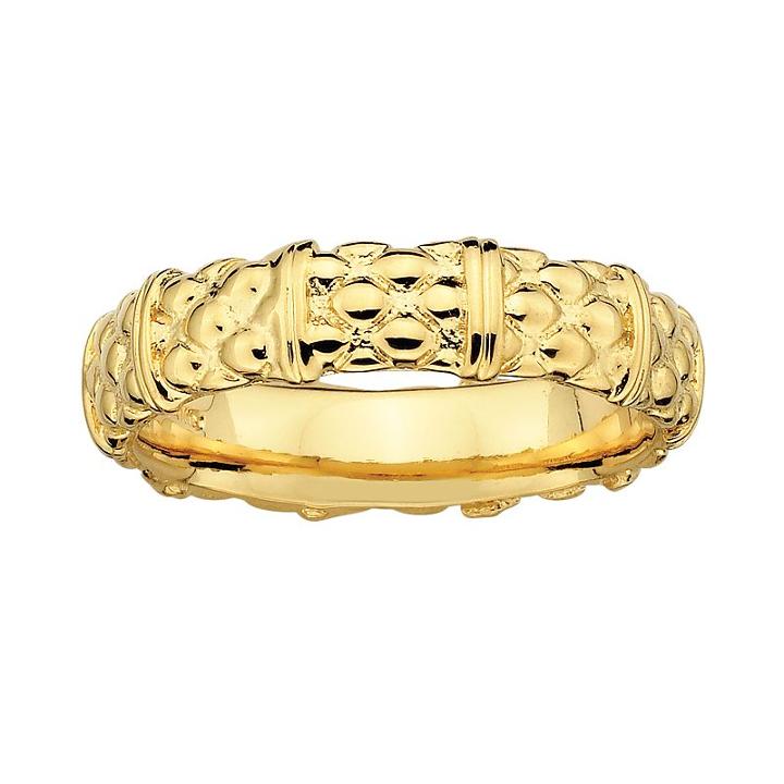 Stacks And Stones 18k Gold Over Silver Textured Stack Ring, Women's, Size: 10, Yellow