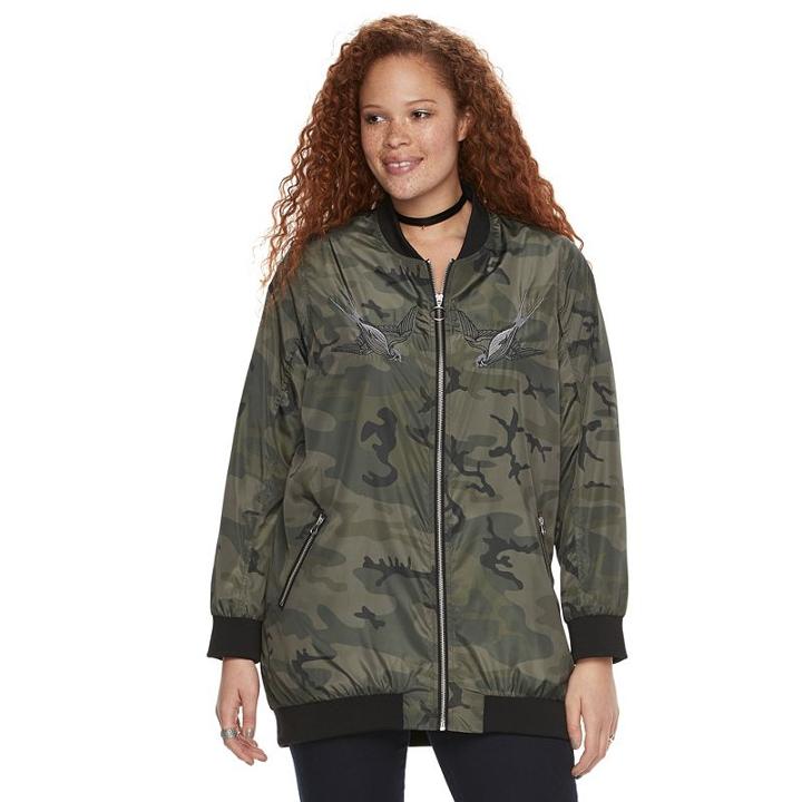 Plus Size Rock & Republic&reg; Camo Bomber Jacket, Women's, Size: 0x, Beige Oth
