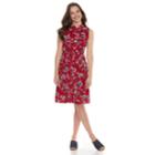 Women's Croft & Barrow&reg; Print Belted Shirt Dress, Size: Large, Med Red