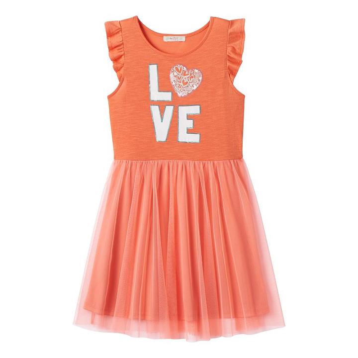 Girls 7-16 Love, Fire Flutter Graphic Skater Dress, Size: 10, Brt Purple