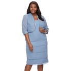 Plus Size Le Bos Illusion-panel Jacket & Tiered Dress, Women's, Size: 22 W, Med Blue
