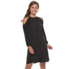 Juniors' Mudd&reg; Cupro Cold-shoulder Dress, Teens, Size: Medium, Black