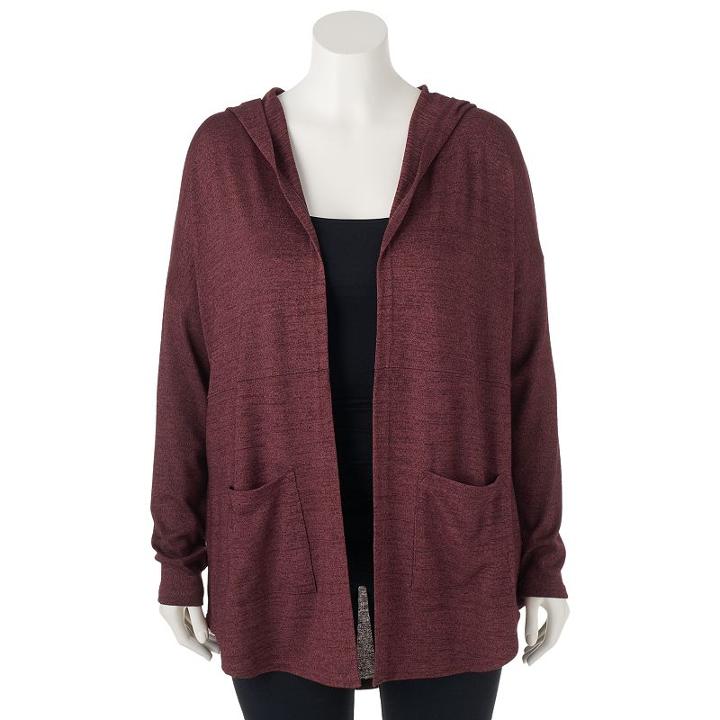 Juniors' Plus Size Mudd&reg; Hooded Cardigan, Teens, Size: 3xl, Purple Oth