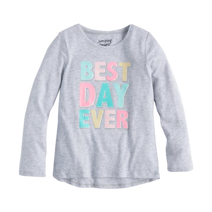 Girls 4-10 Jumping Beans&reg; Embellished Hi Low Graphic Tee, Size: 6, Light Grey