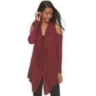Women's Jennifer Lopez Cold-shoulder Flyaway Cardigan, Size: Large, Med Red