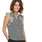 Women's Popsugar Print Ruffle Blouse, Size: Xl, Black
