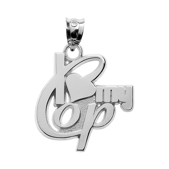 Insignia Collection Sterling Silver I Love My Cop Pendant, Women's, Multicolor