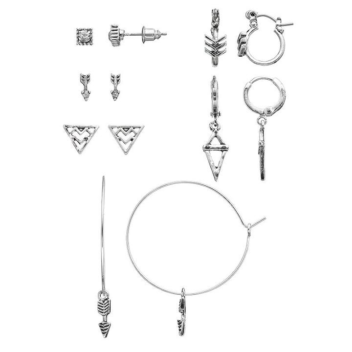 Mudd&reg; Arrow Stud & Hoop Earring Set, Women's, Silver