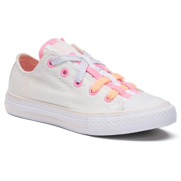Kid's Converse Chuck Taylor All Star Loopholes Metallic Shimmer Shoes, Size: 1, Natural