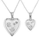 Sterling Silver Handprint Heart Locket Necklace Set, Women's, Size: 18, Grey