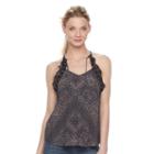 Women's Rock & Republic&reg; Lace Trim Tank, Size: Large, Purple