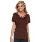 Women's Apt. 9&reg; Strappy V-neck Tee, Size: Medium, Med Brown