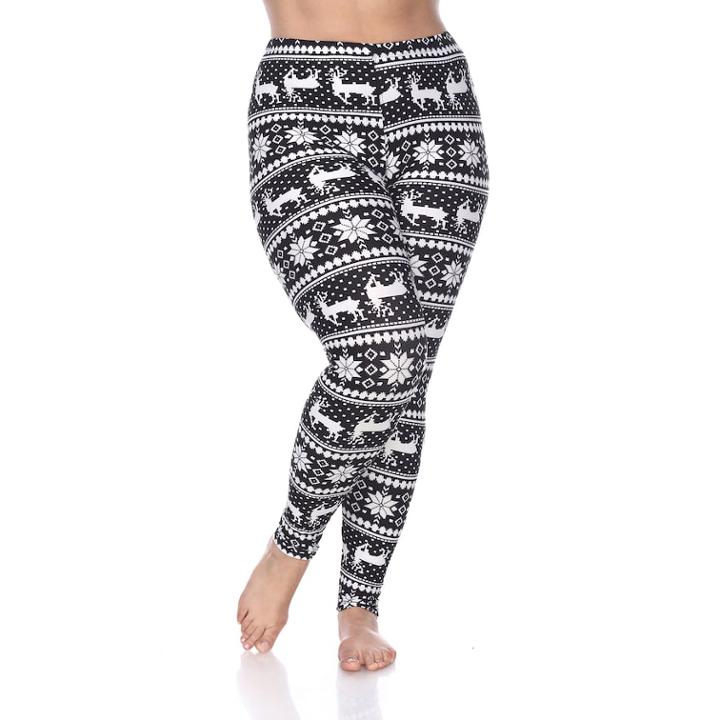 Plus Size White Mark Holiday Printed Leggings, Women's