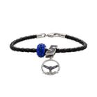 Insignia Collection Nascar Kasey Kahne Leather Bracelet And Sterling Silver Charm And Bead Set, Women's, Size: 7.5, Blue