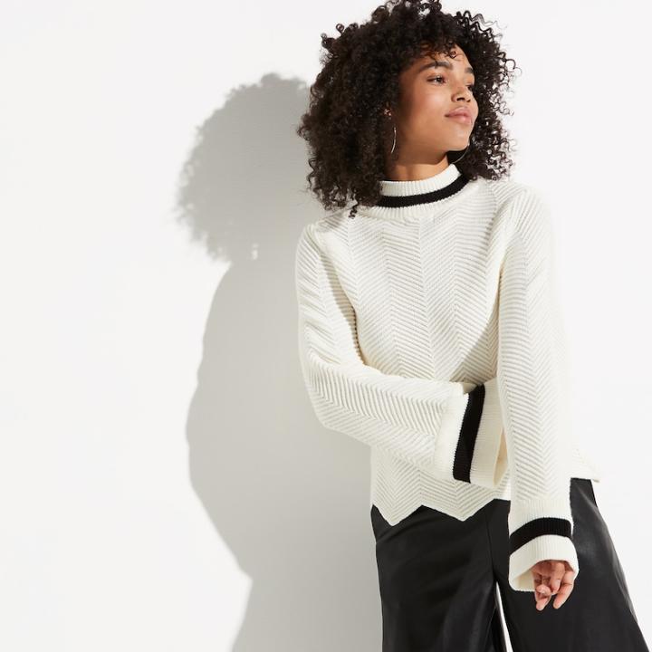 K/lab Mockneck Flare Sleeve Sweater, Teens, Size: Medium, White