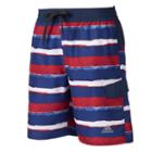 Men's Adidas Americana Striped Microfiber Volley Swim Trunks, Size: Xxl, Blue (navy)