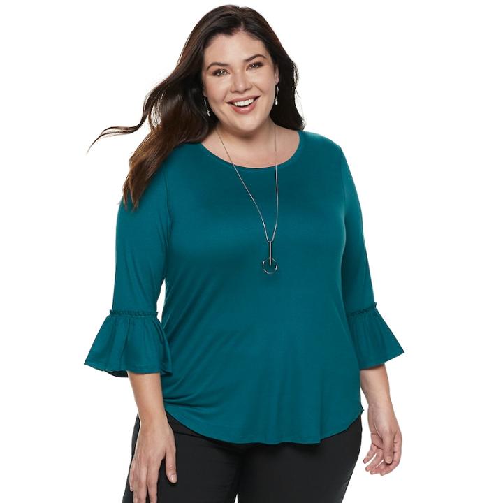 Plus Size Apt. 9&reg; Bell Sleeve Top, Women's, Size: 1xl, Dark Blue